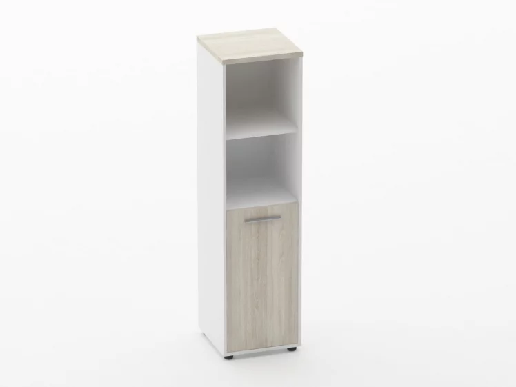 Шкаф 3 узкий 2 полки открытые, 2 полки закрытые Deka 10.16.11Л Дуб Сантана светлый/Белый_0