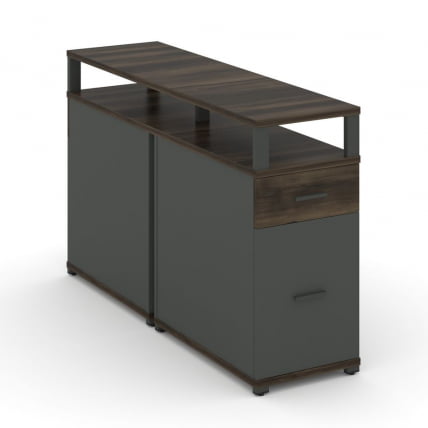 Тумба двухсторонняя опорная приставная с ящиком, распашным фасадом и надставкой CONCEPT CN.DTGO-006 B/W Дуб Мали Антрацит_0