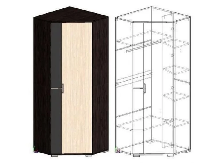 Шкаф угловой Юнона-2 ШУ-02 Венге - Дуб молочный_2