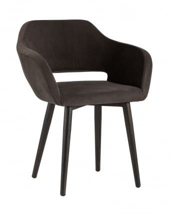 Стул с подлокотниками Саймон велюр Темно-коричневый_0