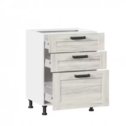Тумба кухонная 600 с 3 ящиками ЛЮКС (4) Тип 1 Винченца ЛД 234.910.000.022 Белый Дуб Крафт белый_1