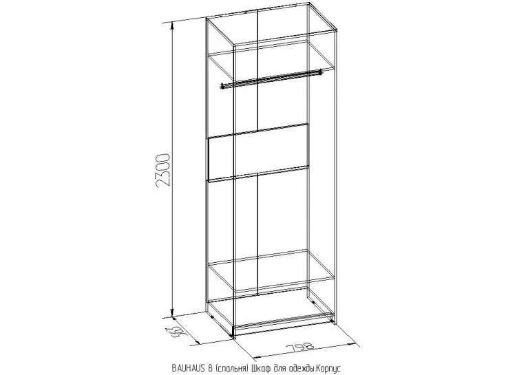 Корпус шкафа для одежды BAUHAUS 8 Дуб Сонома (спальня)_1
