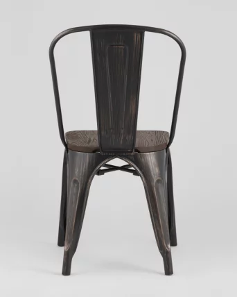 Стул Tolix Wood 850 Черная патина с золотом_5