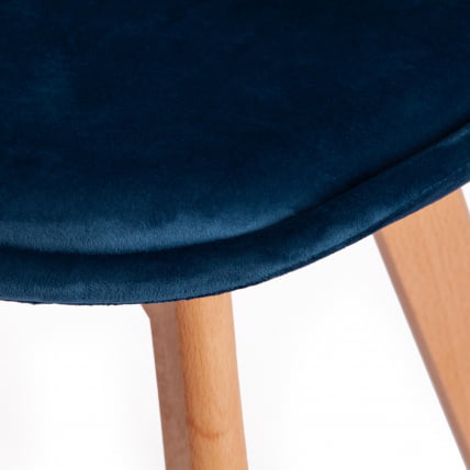 Стул TULIP SOFT (mod. 74) / 1 шт. в упаковке вельвет/дерево , 54 х 47 х 83 см , синий (HLR 63)/натуральный_6