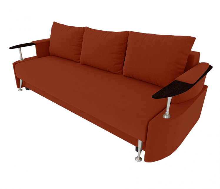 Диван Жасмин с подлокотниками ЛДСП (Berhouse) Цвет фасада: Оранж Велюто 27; Тип: Прямой; Материал фасада: Металл/Велюр_0