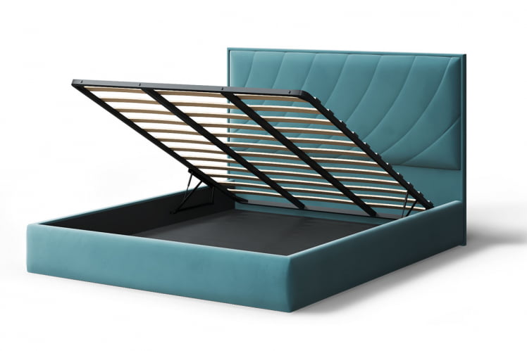 Кровать СОФИЯ 2000*1600мм (без опор), велюр NEO 22 (бирюзовый), (б/основания, б/матраса)_2