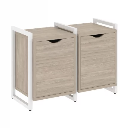 Тумба на регулируемых опорах наборная. Вариант №2 LOFT VR.L-TN-2.O Металл белый Дуб Аттик_0