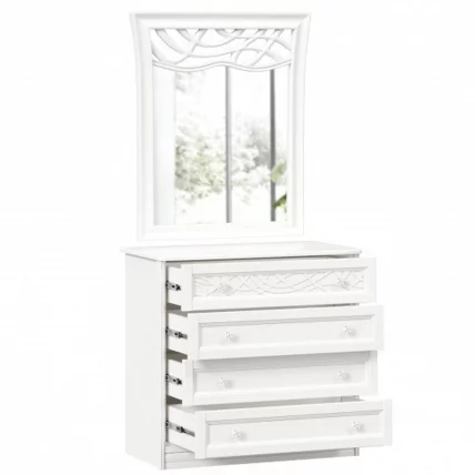 Комод с 4 ящиками с зеркалом ППУ Джулия Белый_1