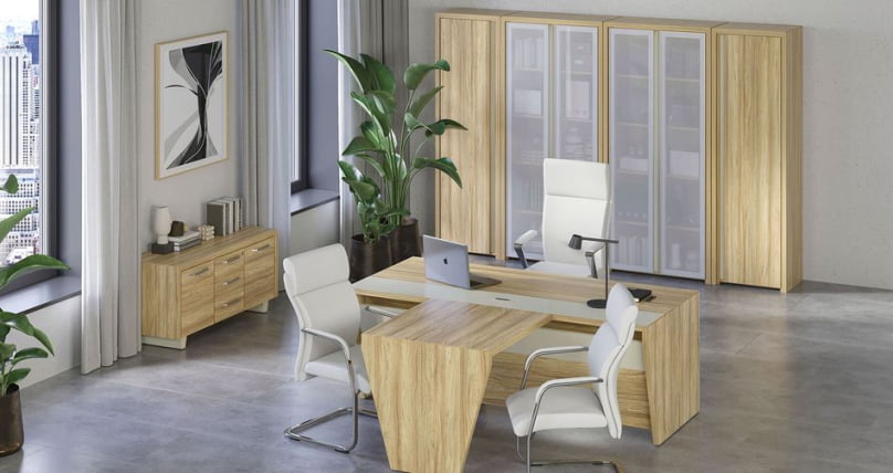 Шкаф высокий узкий правый (высокий фасад ЛДСП) Corner COR.SU-1.9(R) Гикори Песочный_1