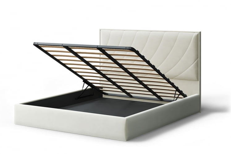 Кровать СОФИЯ 2000*1600мм (без опор), велюр Бренди лайт 02 (серо-белый), (б/основания, б/матраса)_2