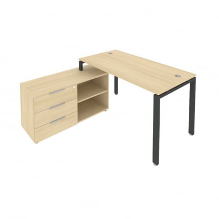 Рабочая станция на П-образном м/к с опорной тумбой левая Metal System Б.РС-СТС-2.3 Л Акация/Антрацит_0