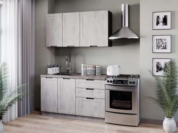 Тумба кухонная 450 Джамис ЛД 296.030.000.046 Черный Белый камень_2