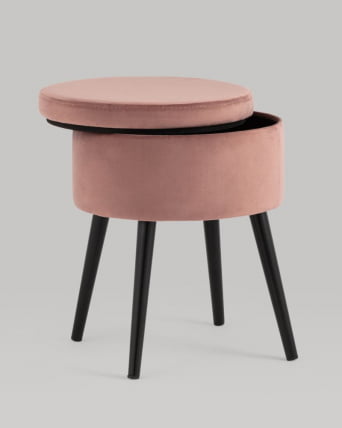Пуф Клайс с ящиком велюр Пыльно-розовый_5