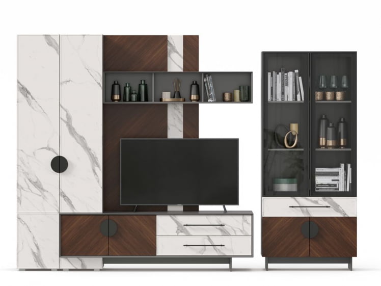 Набор мебели для гостиной Вилена №3 Оникс Серый/Орех/Монте белый_2