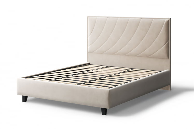 Кровать СОФИЯ 2000*1200мм (на опорах), велюр Бренди лайт 03 (бежевый), (б/основания, б/матраса)_2