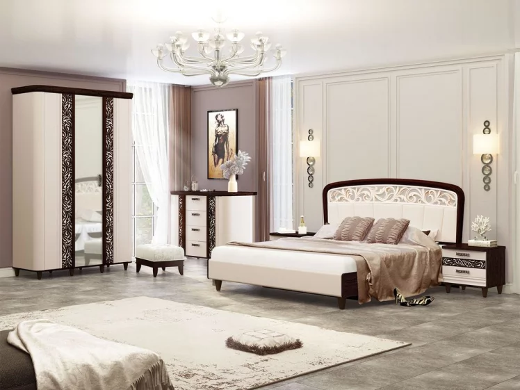 Комплект мебели для спальни Катрин №02 Дуб венге Белый песок Санчо крем Браун вуд_0