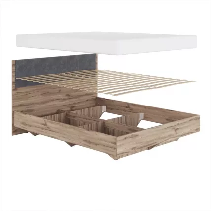 Кровать 1,8 с мягким элементом Николь Мод. 1.5 Дуб Альпийский/Серый_1