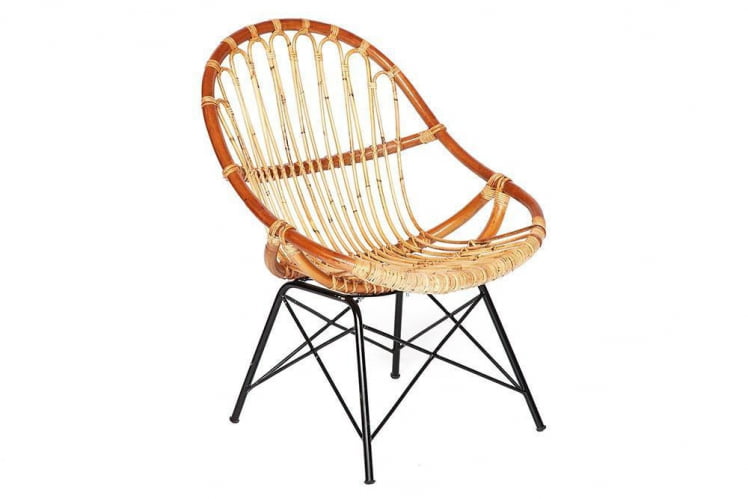 Кресло Secret De Maison Petunia (mod. 01 5088 SP KD/1-1) натуральный ротанг/металл, 80х61х66см, светлый мед/черный_0