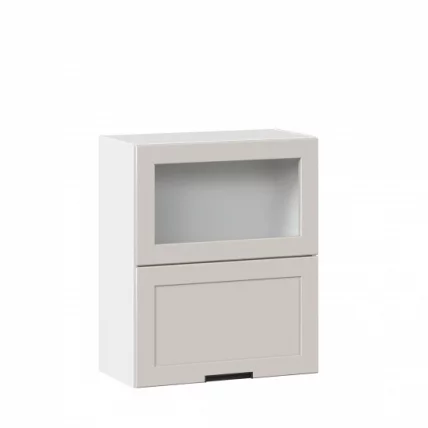 Шкаф кухонный 600 горизонтальный с 2 складными дверями комбинированный со стеклом Джамис ЛД 296.970.000.125 Белый Кашмир_0