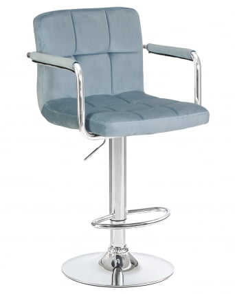 Стул барный DOBRIN KRUGER ARM Пудрово-голубой велюр MJ9-74_0