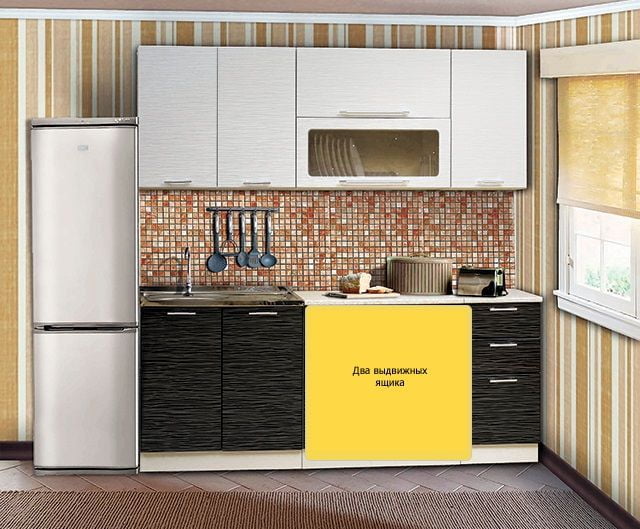 Кухонный гарнитур Диана 7 1.6 м Страйп белый/Страйп черный_6