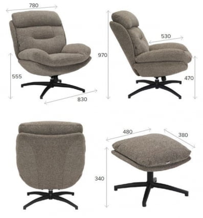 Кресло-реклайнер Everprof Kiwi Ткань Темно-коричневый_4