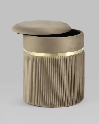 Пуф Миранда с ящиком велюр Бежевый_2