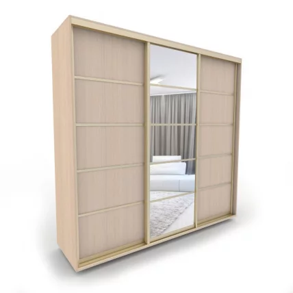 Шкаф-купе 3-х дверный Акцент-Квадро Д 2100х600 Дуб Молочный/золото_0