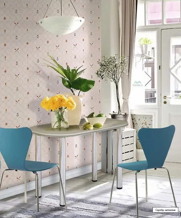 Стол обеденный 1100*600 овальный на металлических опорах Белый металлик_0