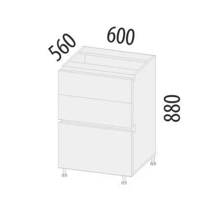 Напольный шкаф (3 ящика с доводчиком Titusoft) Дакота 61_3