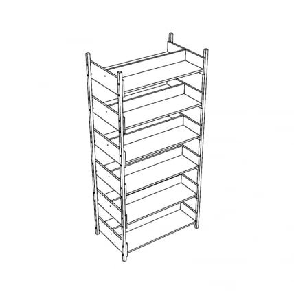 Стеллаж двухсторонний на металлокаркасе АЛц.СТ-2_1