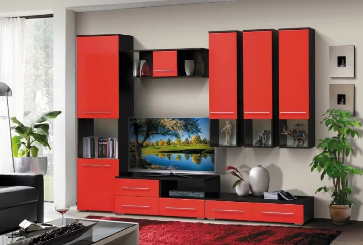 Набор мебели для гостиной Грация 6 МДФ глянец Венге/Бордо_0