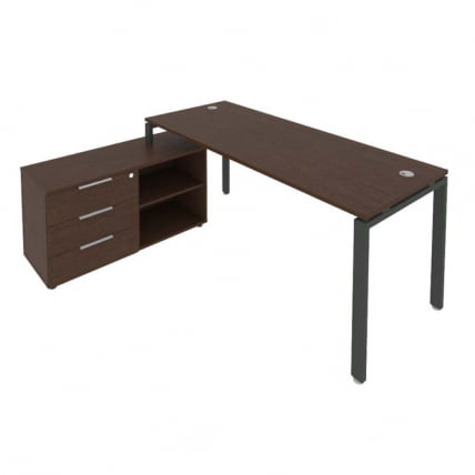 Рабочая станция на П-образном м/к с опорной тумбой левая Metal System БП.РС-СТС-2.5 Л Венге/Антрацит_0
