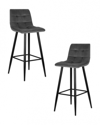 Стул барный DOBRIN NICOLE (черные матовые ножки, темно-серый велюр (108-91)) 2 шт_0