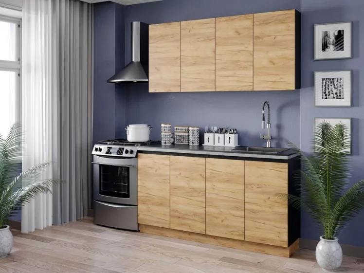 Шкаф кухонный 600 высокий Шервуд ЛД 281.450.000.037 Черный Дуб золотой_2