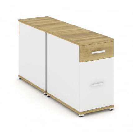 Тумба двухсторонняя опорная приставная с ящиком и распашным фасадом CONCEPT CN.DTGO-005 B/W Дуб Винченцо Белый бриллиант Белый_0