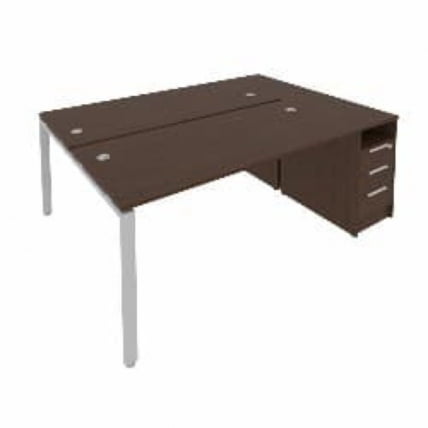 Рабочая станция с опорной тумбой Metal System Б.РС-СТП-2.4 Венге/Серый_0