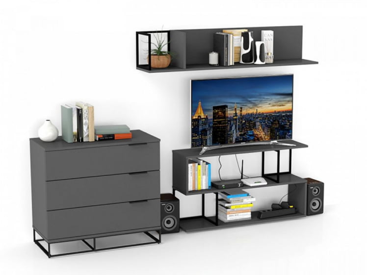 Полка навесная City средняя графит_6