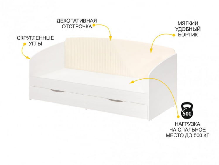 Кровать Монако 903.05 Белый шпон/Даллас Айвори_1