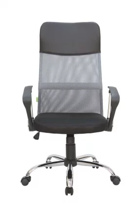 Кресло оператора Riva 8074 подголовник-экокожа Черный-серый_1