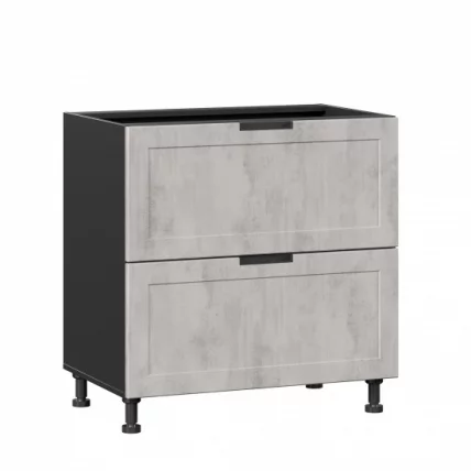 Тумба кухонная 800 с 2 ящиками ЛЮКС (4) Джамис ЛД 296.920.000.081 Черный Белый камень_0