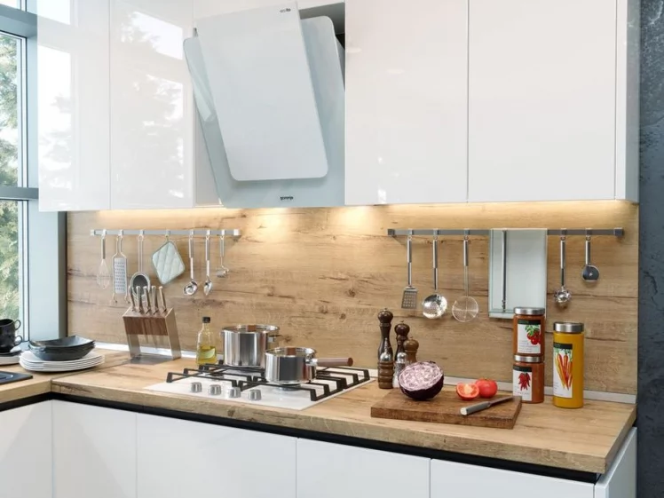 Кухня угловая Шервуд №1 Белый Белый глянец Черный_3