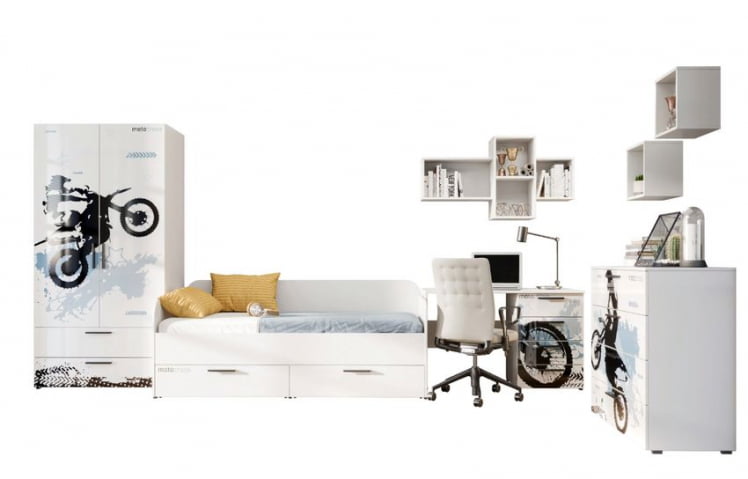 Комплект мебели для детской Мотокросс №2 Серый шелк с фотопечатью_4