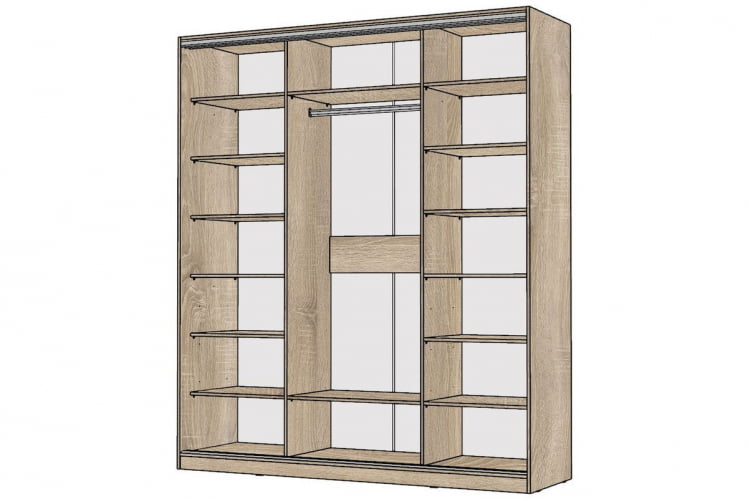 Шкаф-купе 2-х дверный Виктория 2000х584х2300, Дуб сонома светлый 20ДЛДЗДЛ-ПППП-Дсс 310-2448_1