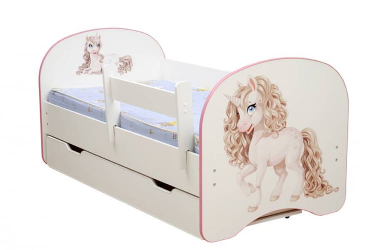 Кровать детская с фотопечатью с 1 ящиком 700*1400 Единорог_0