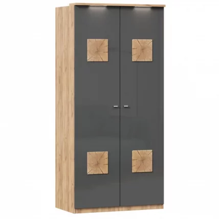 Шкаф двухстворчатый с декоративными накладками Фиджи ЛД 659.232.000 Дуб Золотой Антрацит_0