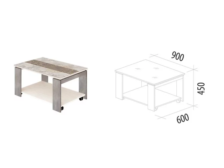 Стол журнальный Агат 33.10 Кена-Фреска Невада_2