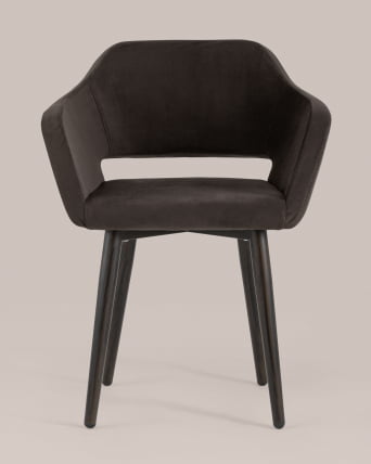 Стул с подлокотниками Саймон велюр Темно-коричневый_3