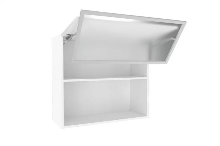 Шкаф кухонный 800 горизонтальный с 2 складными дверями комбинированный со стеклом Шервуд ЛД 281.981.000.176 Белый Белый глянец_1