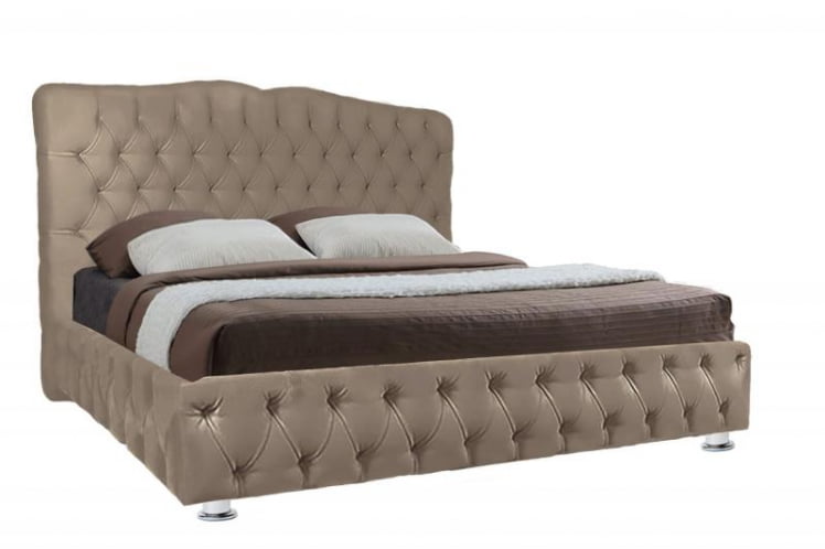 Мягкая интерьерная кровать &куот;Нягань&куот; с ортопедическими латами (металл) Материал фасада: Велюр; Спальное место: 1200х2000 мм; Цвет фасада: Серый; Цвет корпуса: Серый / "Нягань"_0